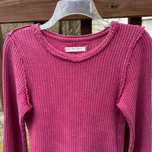 FREE PEOPLE We The Free Womens Roll With It Ribbed Distressed Thermal Shirt|Sz:S thumbnail 15