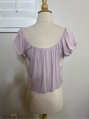 Express Size Extra Small (XS) blush pink Gathered Neck Puff Sleeve Blouse thumbnail 3