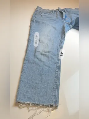 Madewell Jeans Perfect Vintage Straight Jean Light Wash Distress Raw Hem Size 26 thumbnail 10
