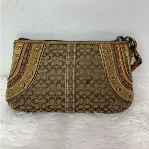 COACH Brown Signature Canvas Wristlet thumbnail 2