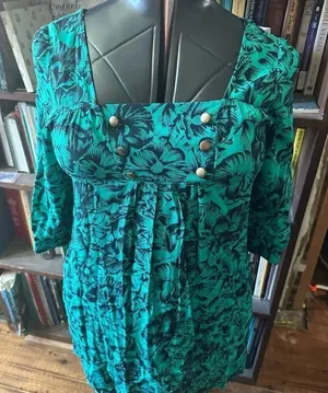 Anthropologie Maeve green square neck sz 4 mini dress thumbnail 1