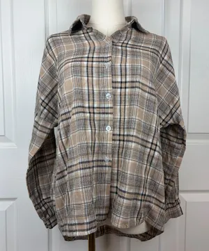 Fashion star quality brown flannel Size M thumbnail 1