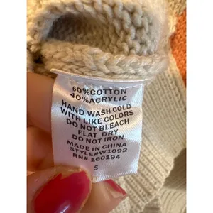 By Together Boho cream fairy Orange Smiley Face Knit Sweater Cozy Casual Size S winter thumbnail 6