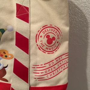 NWT Disney Parks Chip n Dales Christmas Canvas Tote Holiday Elves thumbnail 3