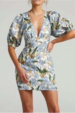 Floral Sundress With Puff Sleeves thumbnail 1