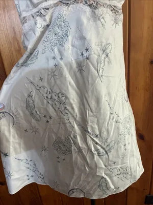 Light Blue Floral Lace-Trim Slip Dress Victoria’s Secret lounge wear large thumbnail 2