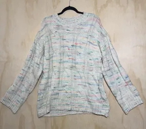 American Eagle Sweater‎ Womens M Pastel Knit Cable Crewneck Cozy Soft thumbnail 1