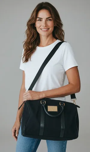 Victoria's Secret Black Canvas Weekend Travel Duffel Bag thumbnail 1