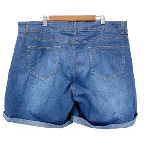 NEW Simply Emma Plus Size Denim Shorts Cuffed American Blue Wash Stretchy‎ thumbnail 2