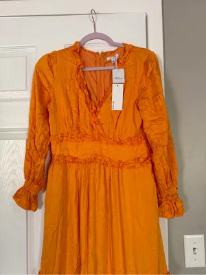Free People x BTFL Life Coral Orange Bohemian Boho Maxi Dress Loose Flowy NWT thumbnail 2