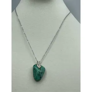 Copper Chalcedony pendant on stainless steel chain necklace thumbnail 2
