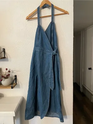Madewell Blue Denim Wrap Dress - Women Jeans Overalls thumbnail 3