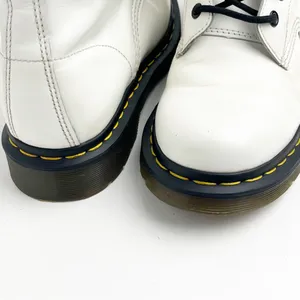 DR. MARTENS White Leather Lace Up Combat Boots 7 Grunge Biker Moto Minimalist thumbnail 13