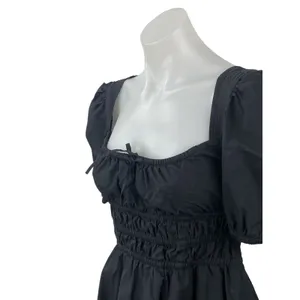 Aritzia Sunday Best Black Short Puff Sleeve Tie Bustier A Line Mini Dress Size S thumbnail 2