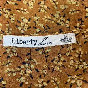 Liberty Love Women's S Boho Floral Duster Vest Mustard Yellow Sheer‎ Tie Front thumbnail 5