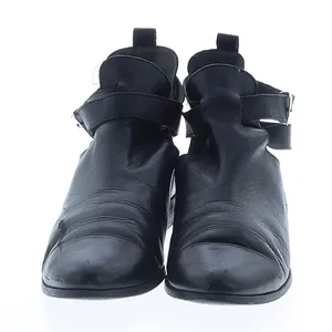 Andre Assous Black Leather Cutout Ankle Booties Buckle Strap Made in Spain Sz 40 thumbnail 2