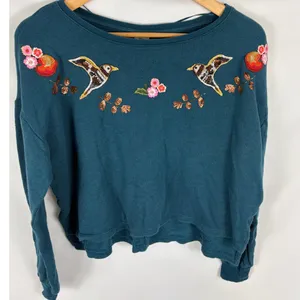 Disney by Lauren Conrad Embroidered Sequin Apple Hummingbird Sweater Medium thumbnail 2