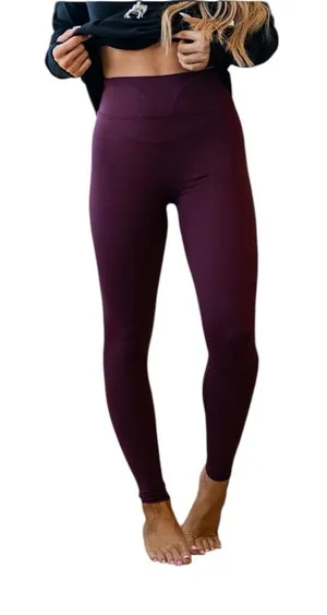 Aerie Size Small Heathered Maroon High-Rise Leggings thumbnail 1