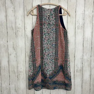 Iz Byer Flowy Lightweight Boho Floral Pink Blue Sleeveless Shift Tunic Dress thumbnail 2