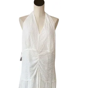 NWT Anthropologie X Flat White Plunge Slim Maxi Dress White Pace Halter Neck 3X thumbnail 9