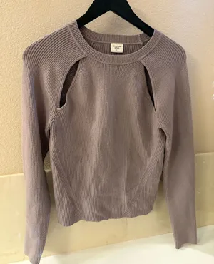Abercrombie Grey Long Sleeve Ribbed Sweater L thumbnail 1