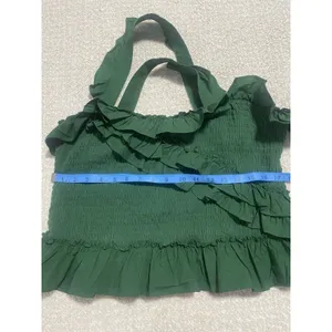 Anthropologie Green Smocked Ruffle CamisolTank Top Square Neck Sleeveless SizeL thumbnail 7
