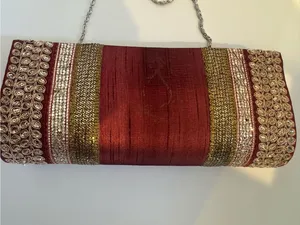 Elegant Maroon Embellished Evening Clutch thumbnail 2