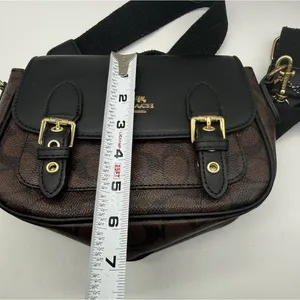 Coach Signature Lucy Crossbody‎ Bag Womens Small Brown Canvas Leather Buckle thumbnail 9