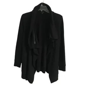 All Saints Dahlia black asymmetrical convertible sweatshirt jacket XS‎ thumbnail 4