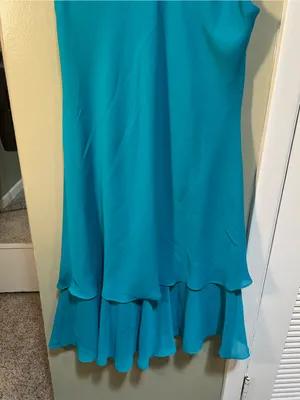 Drapers & Damons Women’s Size Medium Sleeveless Midi Dress Teal Blue Green Scoop thumbnail 7