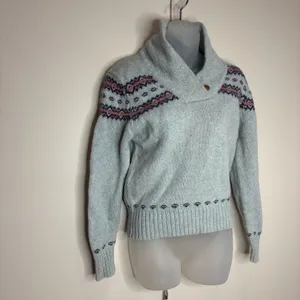 Woolrich Wool Blend Vintage Pale Blue Sweater Pullover size medium thumbnail 7