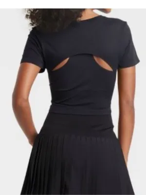 Joylab Women’s Black Cropped Cut Out Baby T-Shirt size XL-NWT thumbnail 2