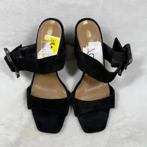 Sam Edelman Casey Black‎ Suede Block Heel Sandals Size 5 Square Toe Buckle Strap thumbnail 6