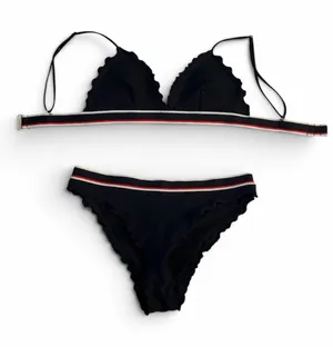H&M Navy Bikini with Red and White Stripe Trim thumbnail 1