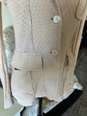 IISLI cream open knit Vtg feminine cotton cardigan sweater M thumbnail 3