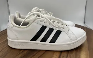 Adidas Grand Court Base Low Top Sneakers Shoes White Black EE7968 Women's 7.5 thumbnail 1