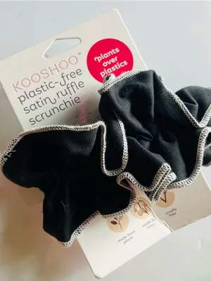 KOOSHOO Black Satin Ruffle Scrunchie thumbnail 1