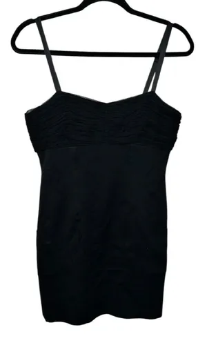 Alice + Olivia Black Ruched Mini Dress Silk Lined Spaghetti Strap‎ 87-666-305 thumbnail 1