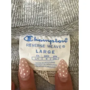 Champion Reverse Weave Gray Pink Logo Spellout Long Sleeve Sweatshirt Top Size L thumbnail 5