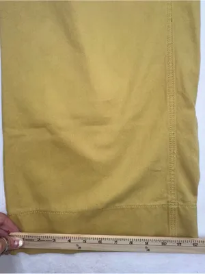 Mustard Yellow Wide Leg Crop Utility Pants Elastic Waist Patch Pockets Size S M thumbnail 7