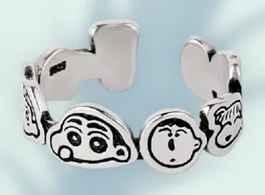 s925 Sterling Silver Crayon Shin-chan Cartoon Ring thumbnail 1