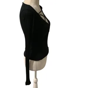 Me to We Black Crisscross Front Long Sleeve Top thumbnail 4