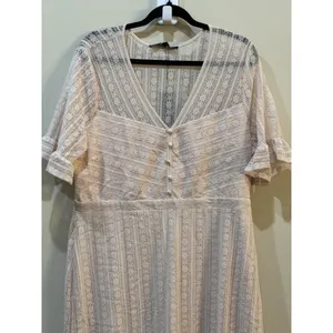 BCBGMAXAZRIA Lace-Overlay Maxi Dress Size XL Ruffle Prairie Boho‎ $268 thumbnail 5