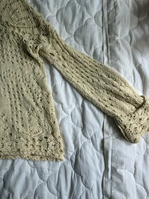 Free People Cream Open Knit Oversized Sweater thumbnail 2
