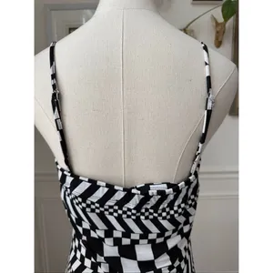 Vintage 90s Y2K Silvergate Black White Psychedelic Check Stretchy Column Indie S thumbnail 7