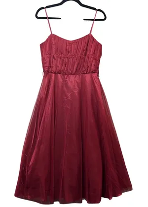 Vintage 90s As U Wish Party‎ Dress Fit Flare Sleeveless Tulle Overlay Red Size 5 thumbnail 1