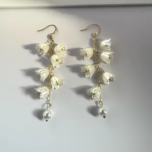 Flower Dangle Drop Earrings for Women Gold thumbnail 2