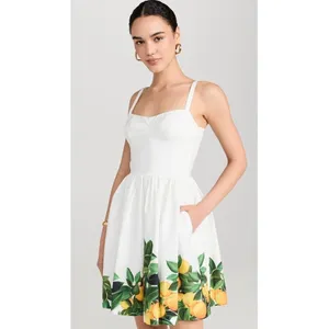 Amanda Uprichard Napoli Lemon Print Cotton Mini Dress White Size‎ S thumbnail 6