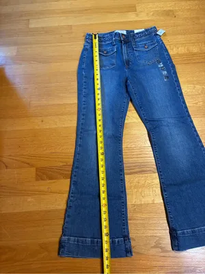 Gap 70's Flare High Rise Denim Stretch Blue Jeans Women's 28 6 Short NWT thumbnail 9