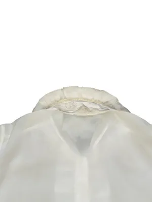 Vintage White Victorian Blouse Ruffle Front Lace Collar Feminine CottageCore thumbnail 5
